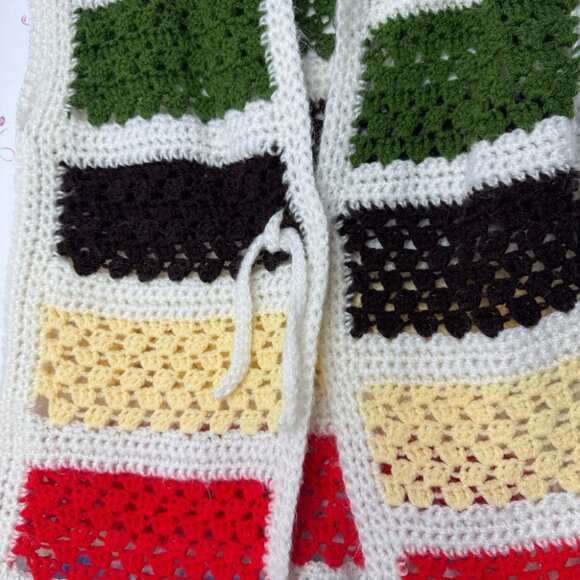 Vest cardigan knit handmade striped crochet ribbon π bow tie up warm cozy cute - Picture 14 of 14